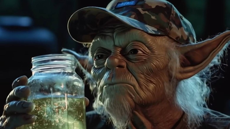 Yoda drinking moonshine