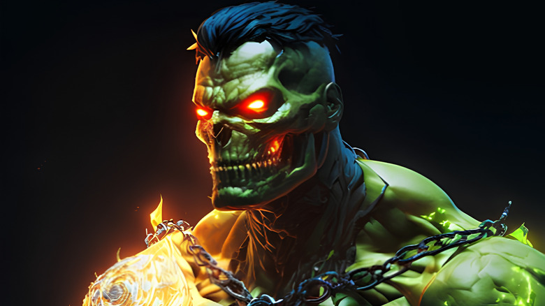 Hulk with burning red eyes