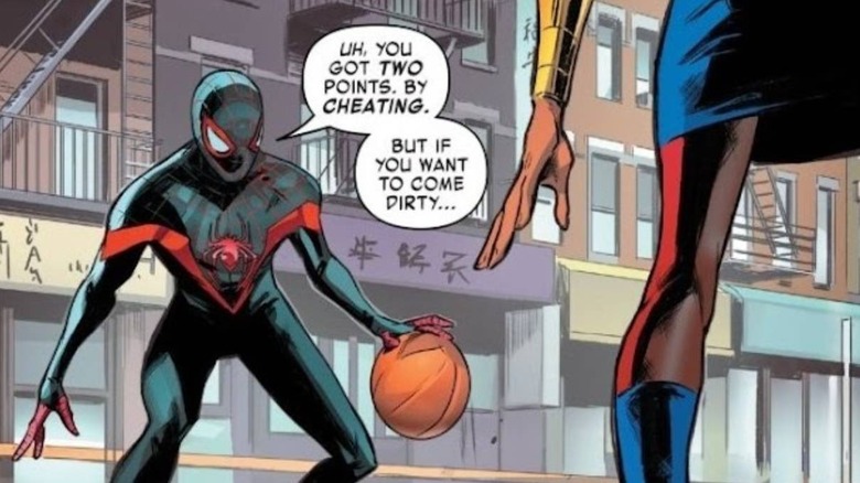 Miles Morales playing basketball