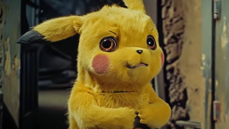 Live-action Pikachu with hands together