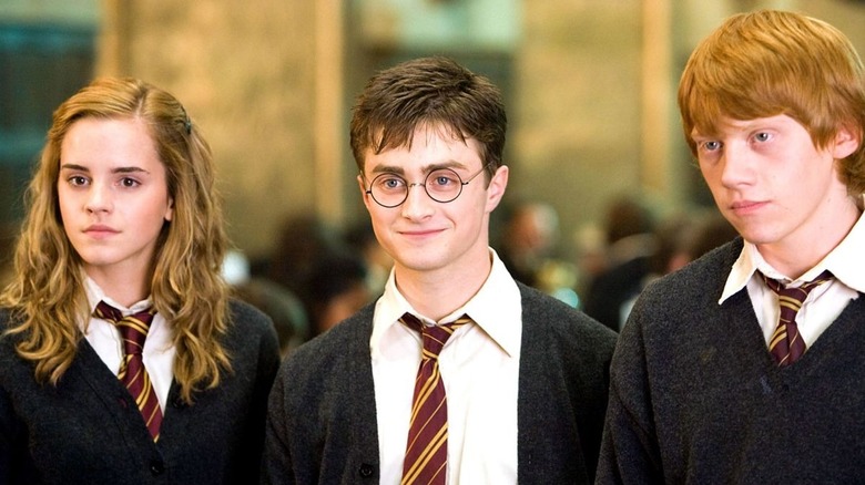 Hermione Harry Ron smiling