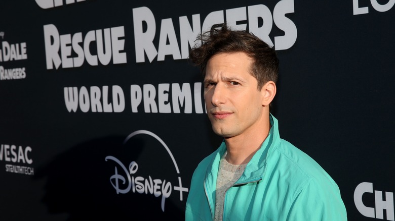 Andy Samberg posing at the Chip N Dale Rescue Rangers premiere