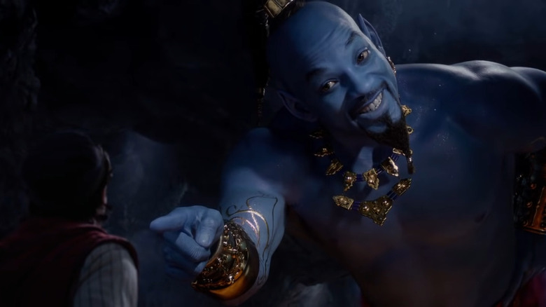 The Genie pointing at Aladdin