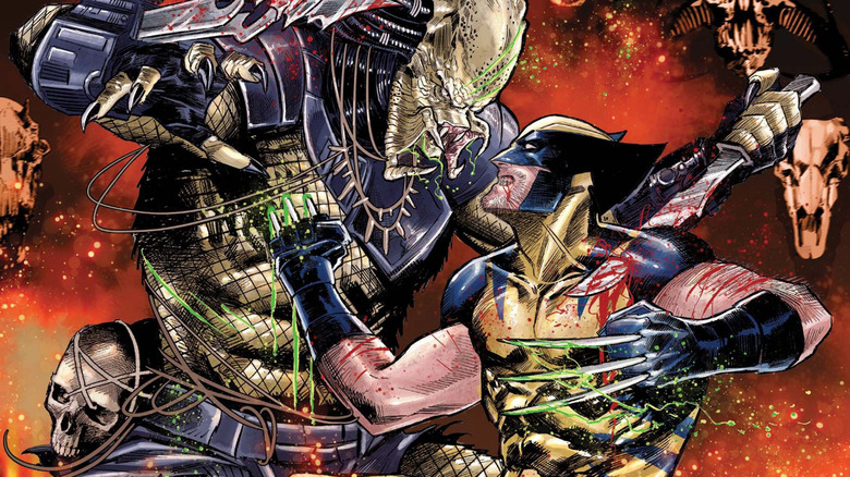 Predator and Wolverine fighting