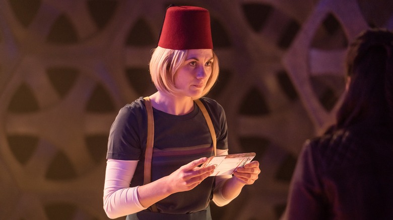 Thirteenth Doctor wearing a fez