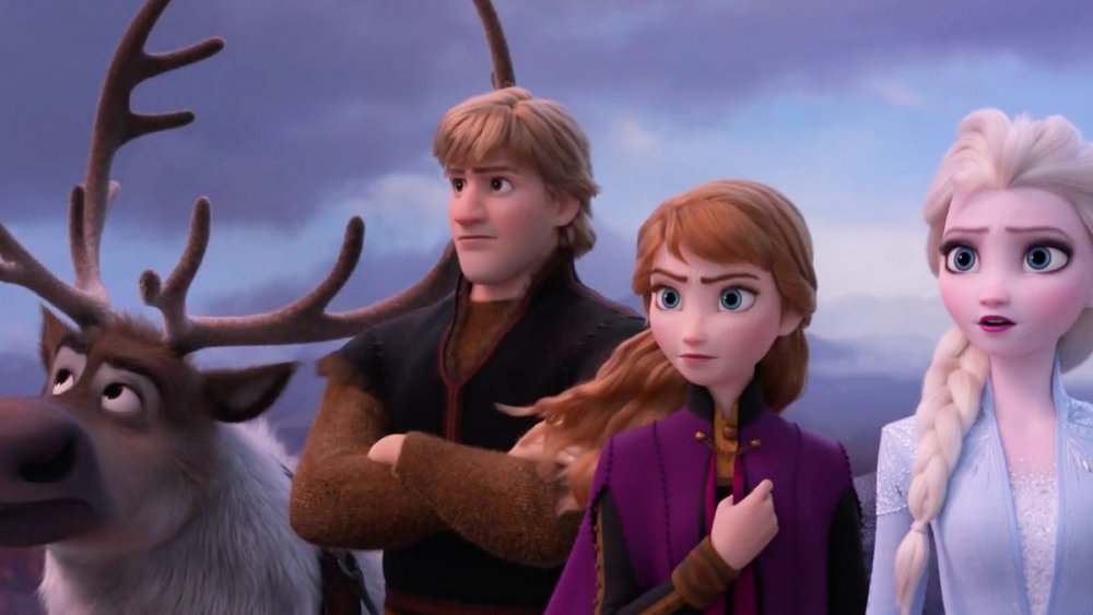 Sven, Kristoff, Anna, and Elsa in Frozen II