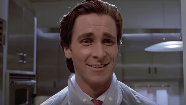 Patrick Bateman smiles at his next victim