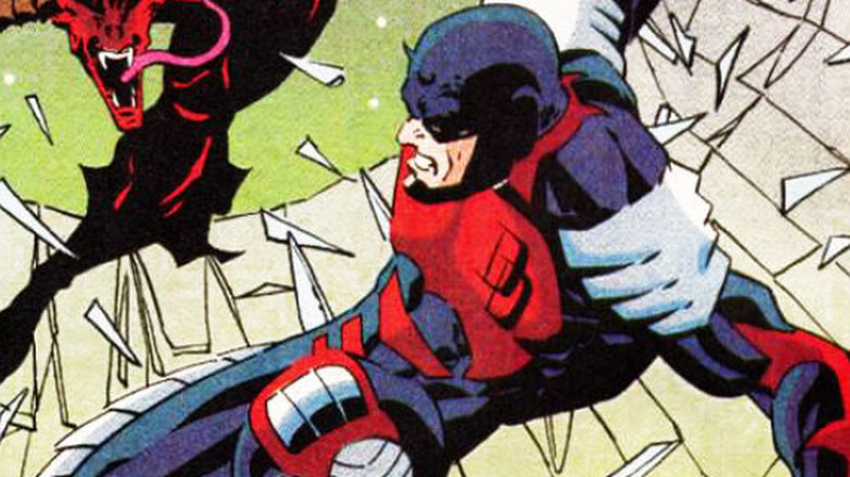 Daredevil wearing his armored costume