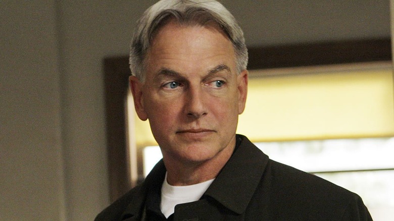 Leroy Jethro Gibbs wearing a black shirt in NCIS