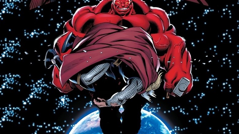 Red Hulk leaps into space