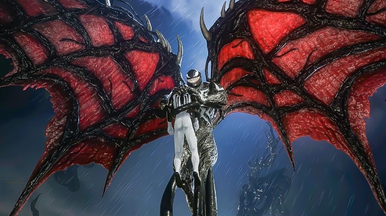 Winged Venom holding Spider-Man