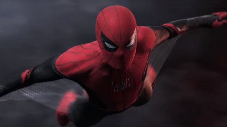 Spider-Man gliding in the Far from Home trailer