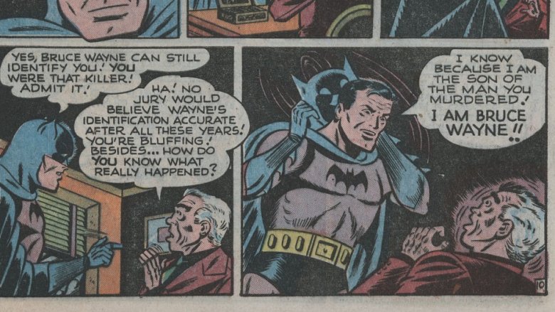 Batman reveals himself to Joe Chill in 1948's Batman #47