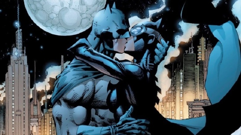 Batman and Catwoman kiss