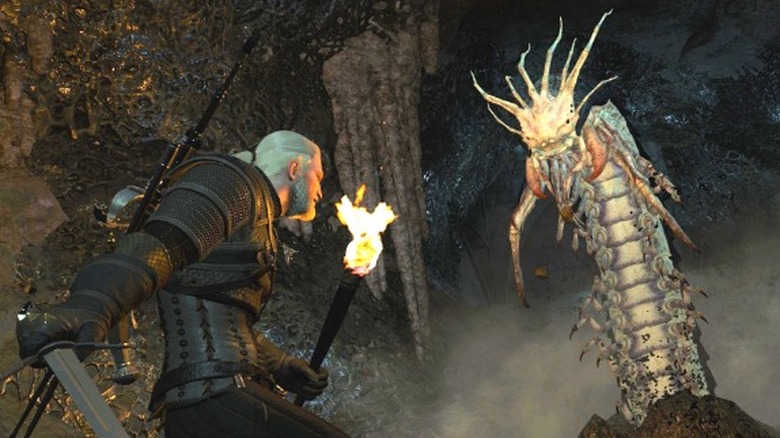 Geralt fighting a Pale Widow