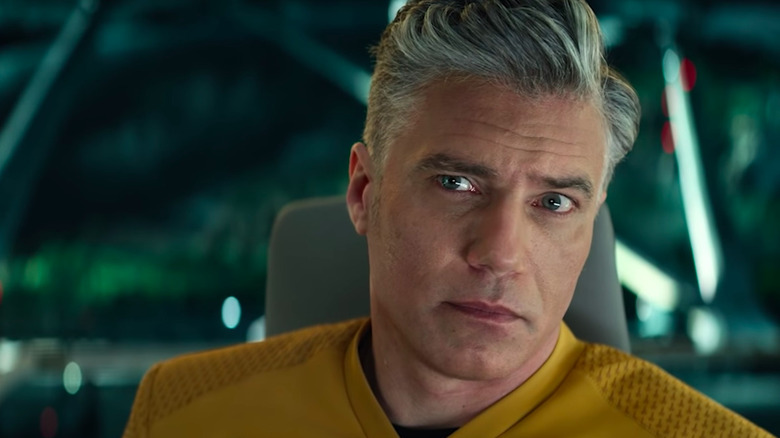 Captain Christopher Pike (played by Anson Mount) looking at the camera