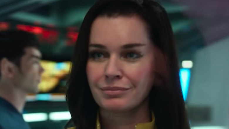 Una Chin-Riley, a.k.a. Number One (played by Rebecca Romijn) smiling