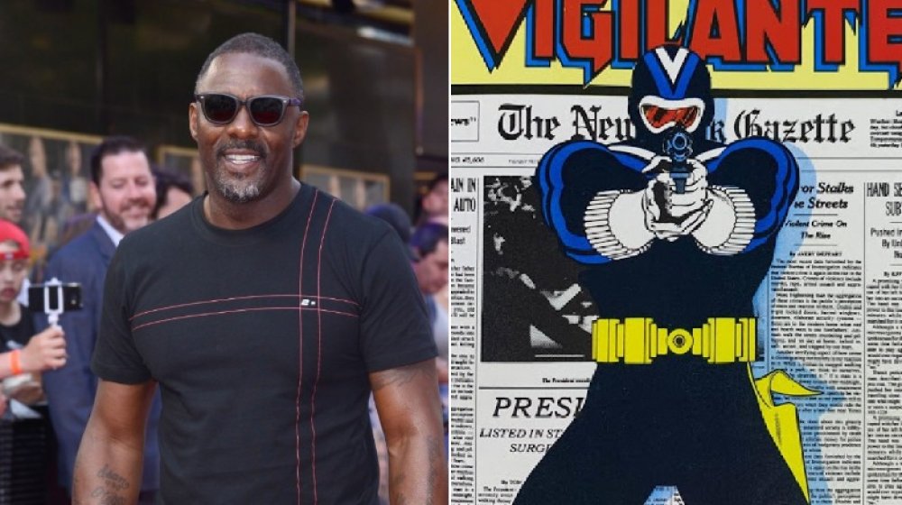 Split image of Idris Elba and Vigilante in the comics