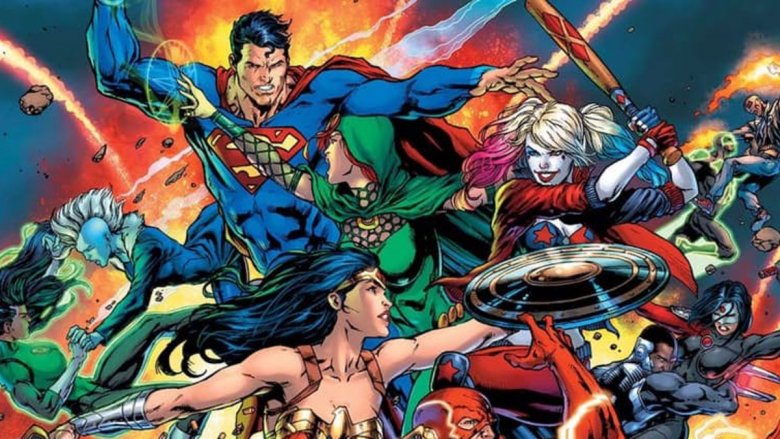 The Justice League fighting the Suicide Squad in the comics