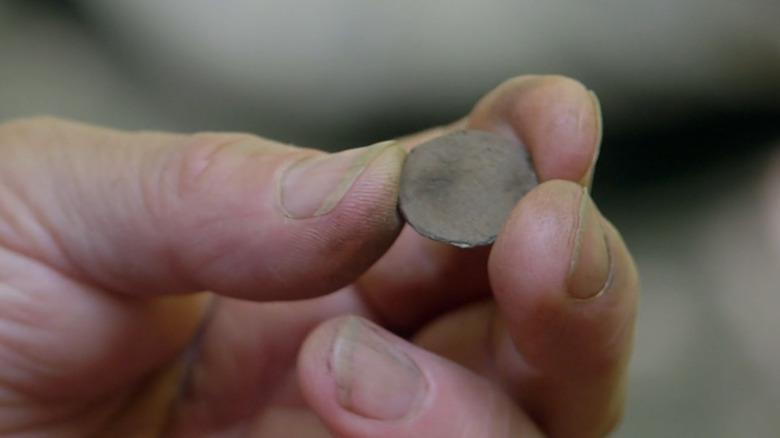 Hand holds coin