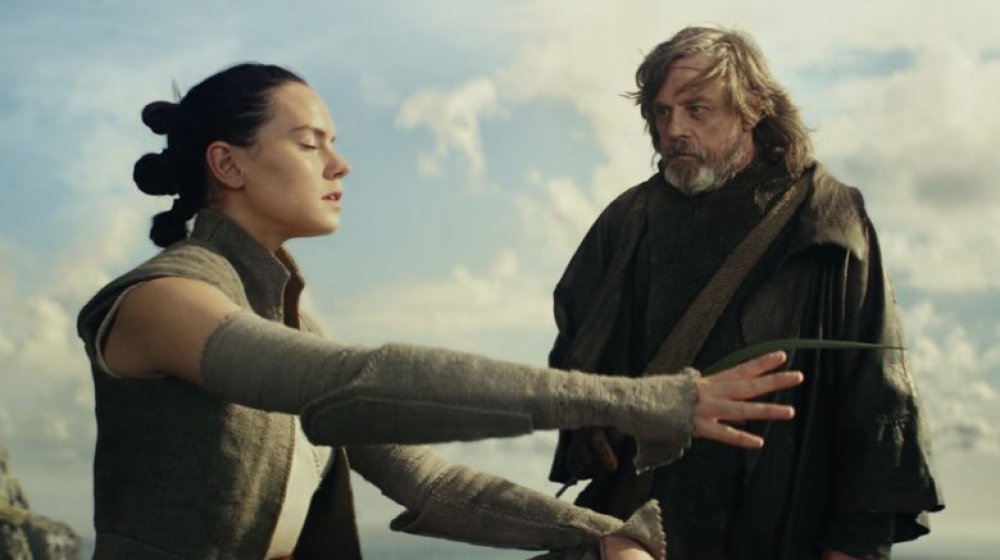 Daisy Ridley and Mark Hamill in Star Wars: The Last Jedi