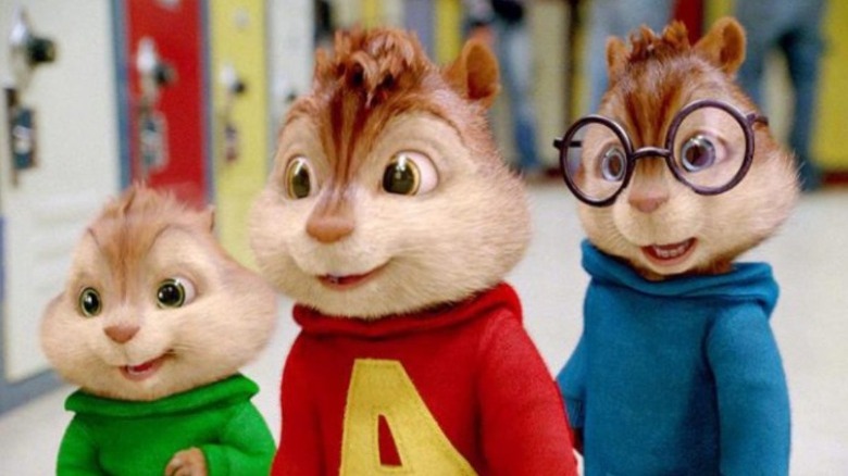 Alvin, Simon, and Theodore inside