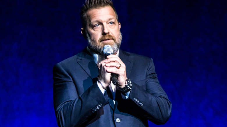 David Leitch with a microphone