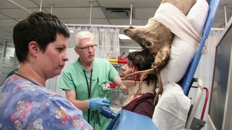 Patient impaled by deer antler