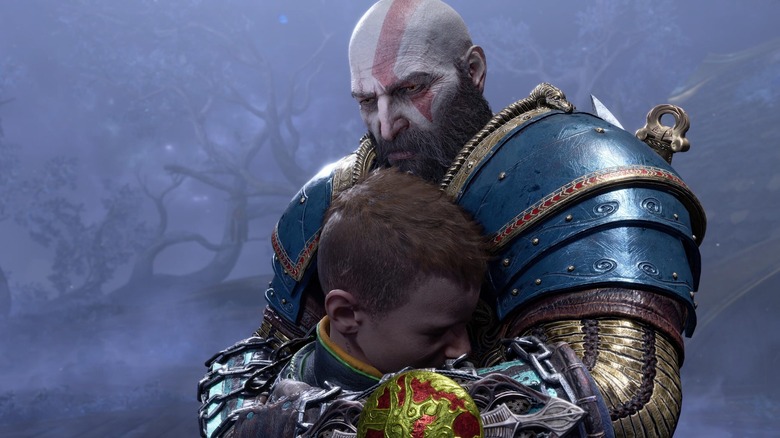 Kratos and Atreus hugging