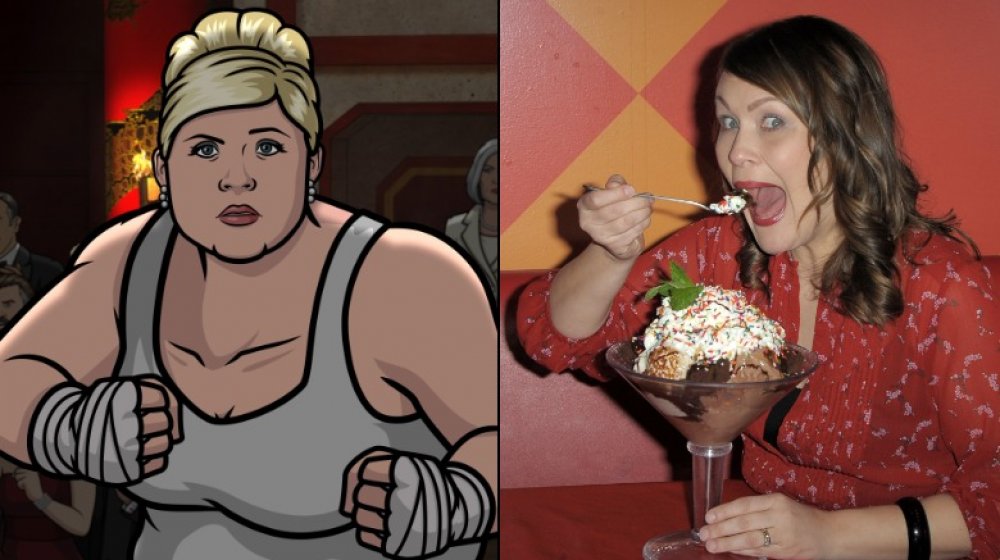 Pam Poovey / Amber Nash eating ice cream