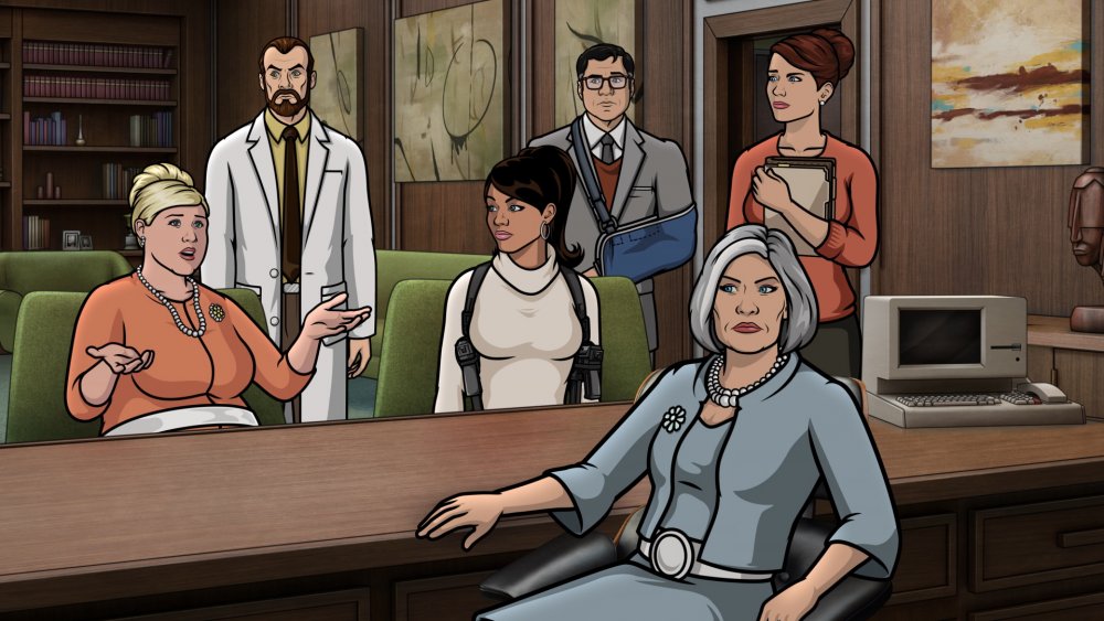 Pam addresses the cast of Archer