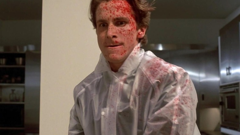 Patrick Bateman splattered with blood