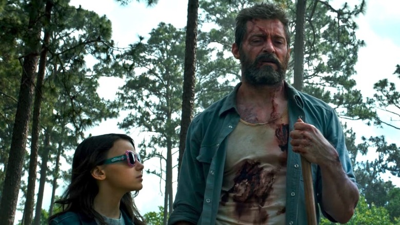 Dafne Keen and Hugh Jackman