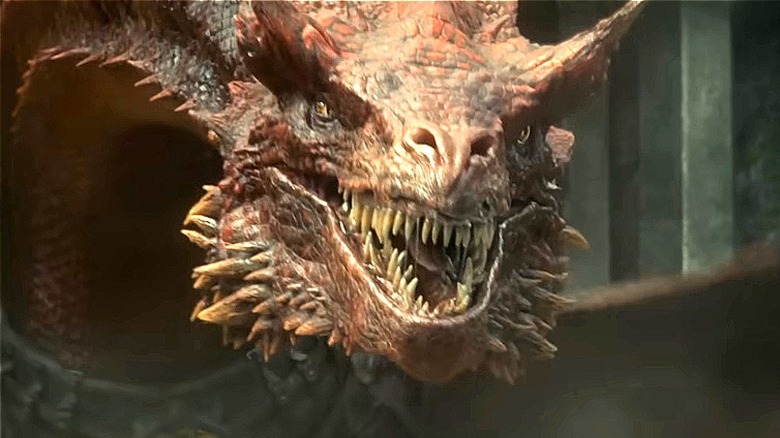 Red dragon snarling