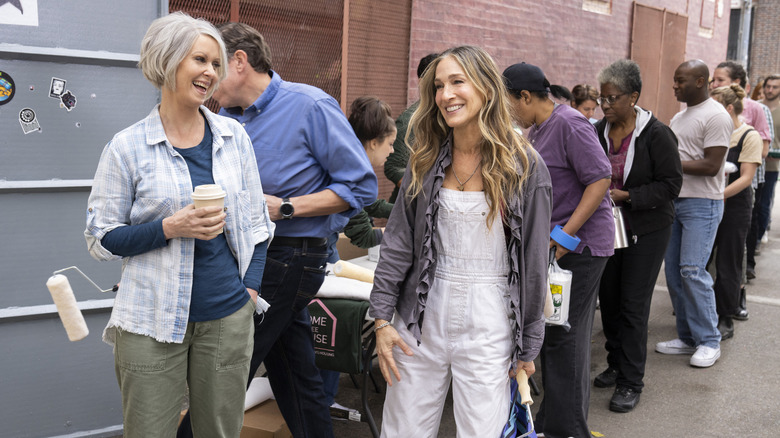 Miranda and Carrie talking laughing