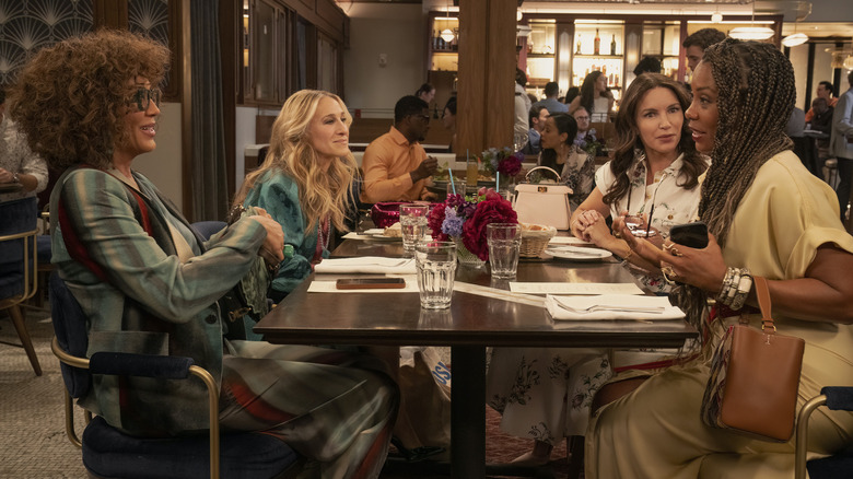 Lisa, Carrie, Charlotte, and Nya at brunch