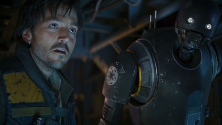 Rouge One Diego Luna with his droid companion