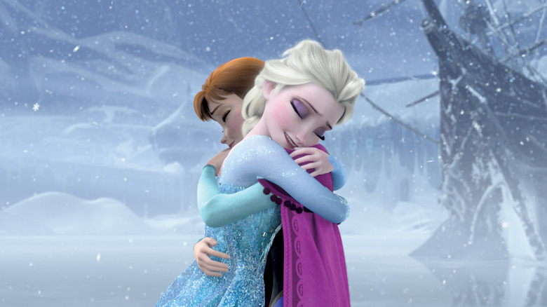 Anna and Elsa hugging