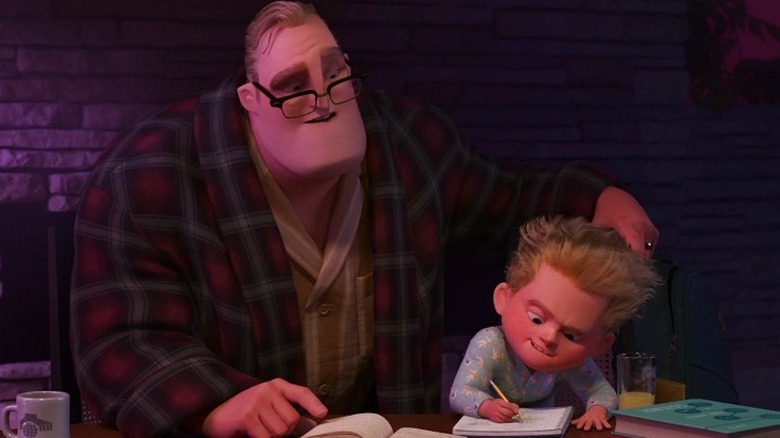 Mr. Incredible helping Dash with homework