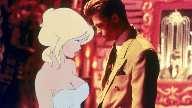 Brad Pitt with a cartoon woman from "Cool World"