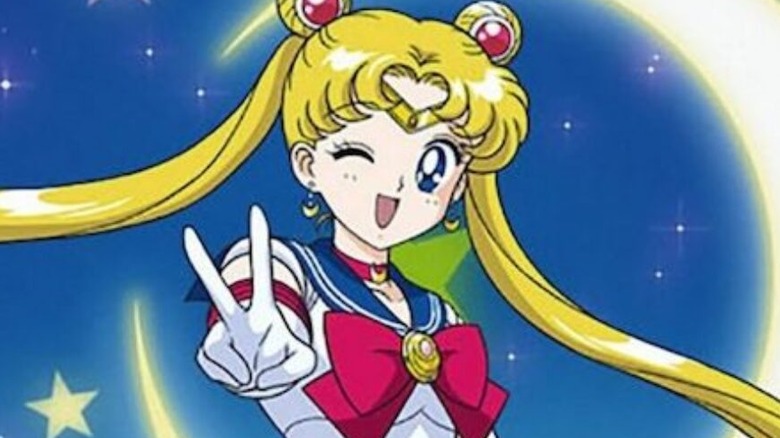 Sailor Moon giving the peace sign