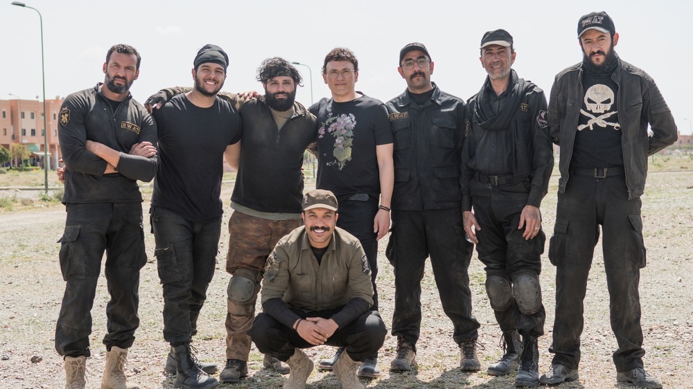 Anthony Russo with the cast of Mosul