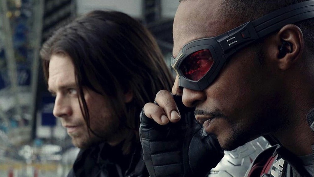 Sam Wilson and Bucky Barnes survey the area