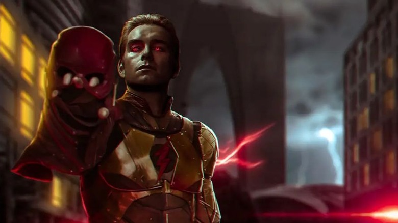 Reverse Flash holding The Flash's mask