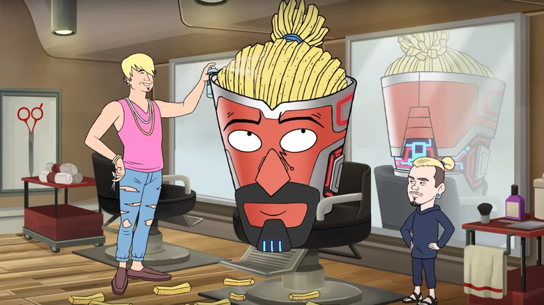 Frylock gets his fries styled in a salon with Neil