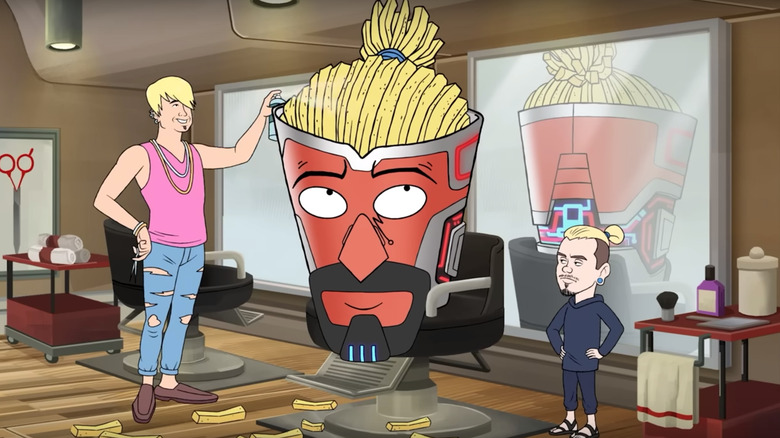 Frylock gets his fries restyled in a salon with Neil