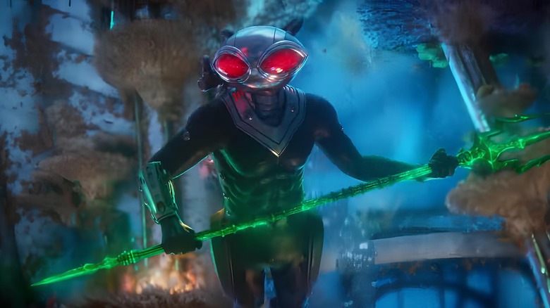 Black Manta holds Black Trident