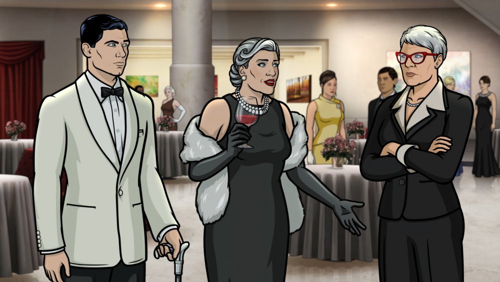 Sterling Archer, Mallory Archer, and Agent Bruchstein (Jamie Lee Curtis)