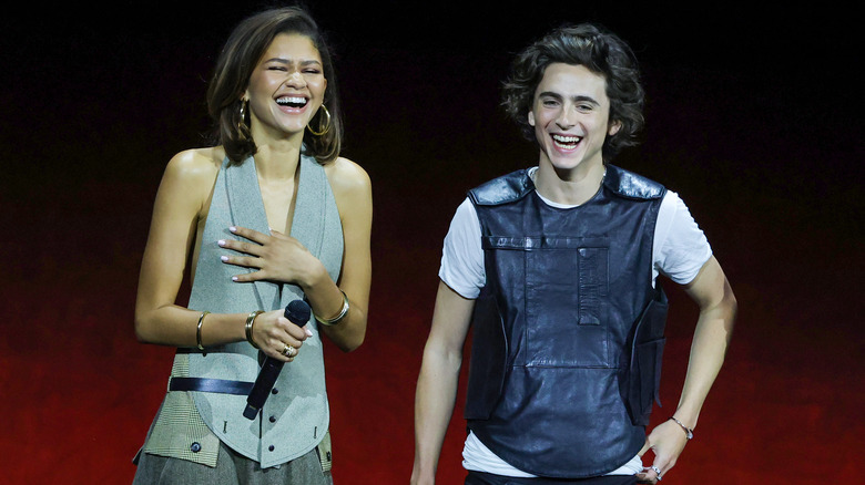 Zendaya and Timothee Chalamet laughing