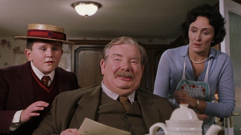 The Dursleys looking bemused